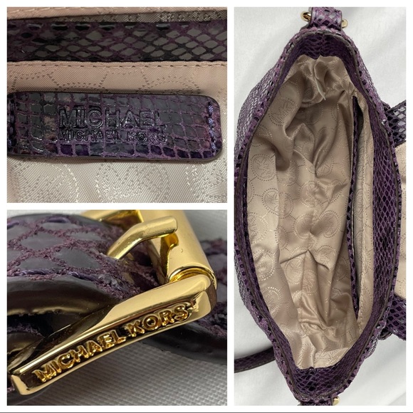 Micheal Kors PURPLE bag “Charlton” snakeskin embossed small crossbody bag - Picture 4 of 4